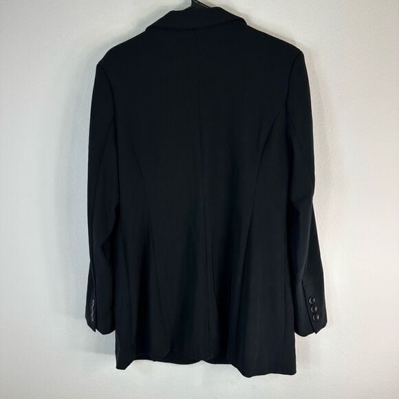 Boston Proper Beyond Travel Classic Boyfriend Blazer Womens 14 Black One Button - Picture 2 of 10
